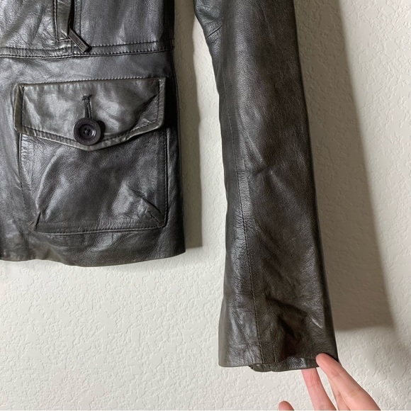 Vince womens brown 100% leather full zip Jacket M - Picture 10 of 10